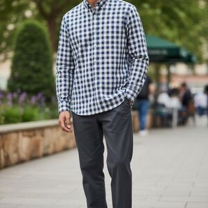 J. Crew Blue and White Checkered Casual Button Down Shirt